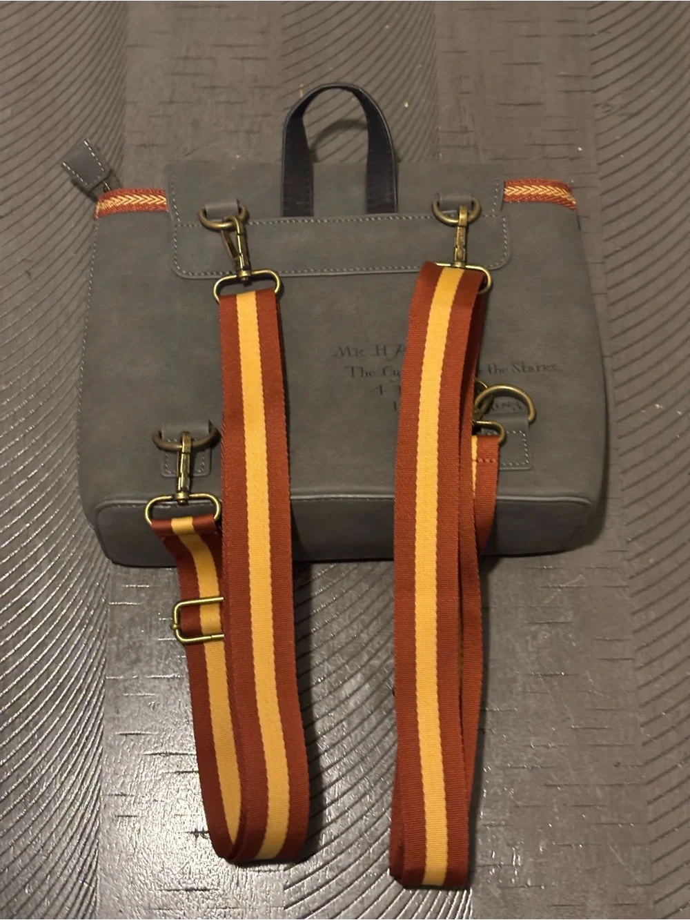 Loungefly Gray Harry Potter Crossbody with Burgundy and Yellow Strap